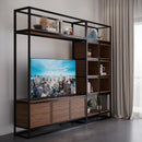 Estante Home para TV Moderna Estilo Industrial Melodic 260x40x220 Cor mdf Castanho Castanho