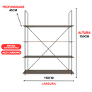 Estante Moderna Estilo Industrial Wooden