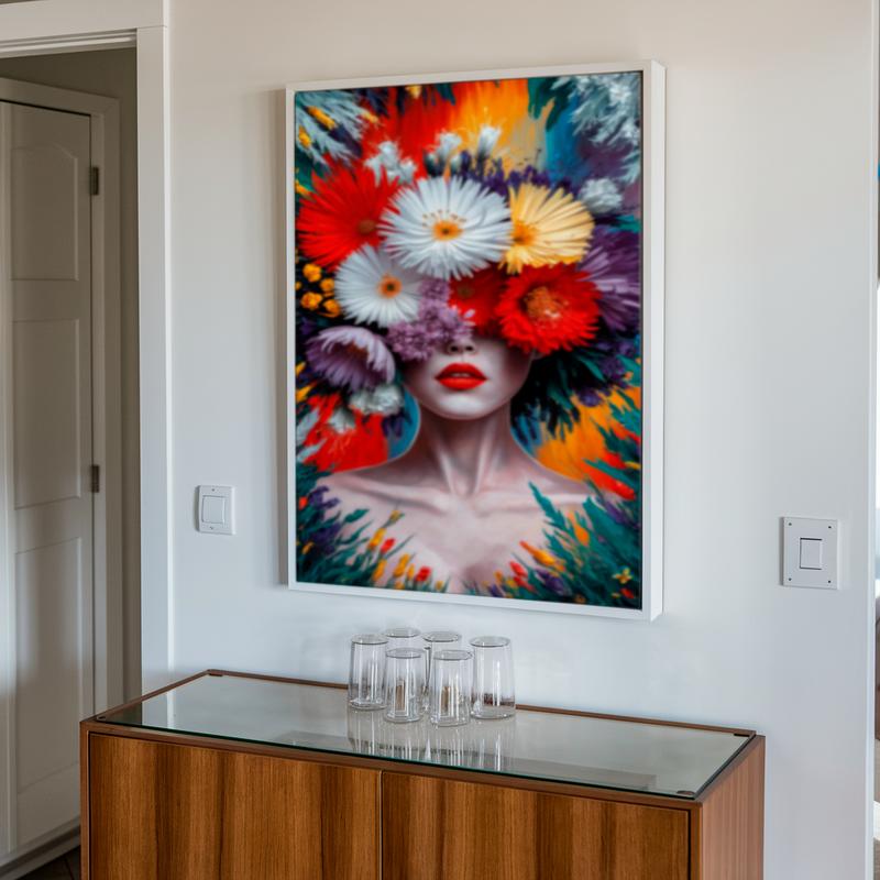 Quadro Decorativo Mulher - Jardim Colorido